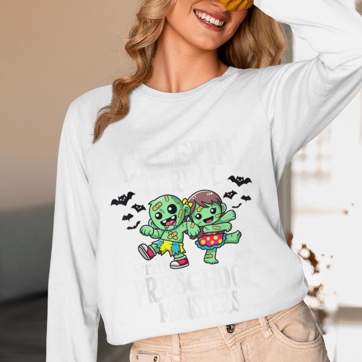 Creepin It Real Monster School Preschool Teacher Halloween Women Long Sleeve T-Shirt, novelty gifts, funny gifts Creepin It Real Monster School Preschool Teacher Halloween Women Long Sleeve T-Shirt, novelty gifts, funny gifts