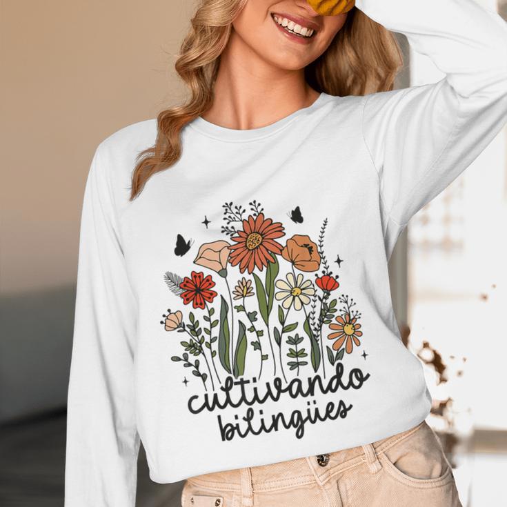 Cultivando Bilingues Dual Language Crew Bilingual Teacher Men Women Girls Kids Women Long Sleeve T-Shirt, novelty gifts, funny gifts Cultivando Bilingues Dual Language Crew Bilingual Teacher Men Women Girls Kids Women Long Sleeve T-Shirt, novelty gifts, funny gifts
