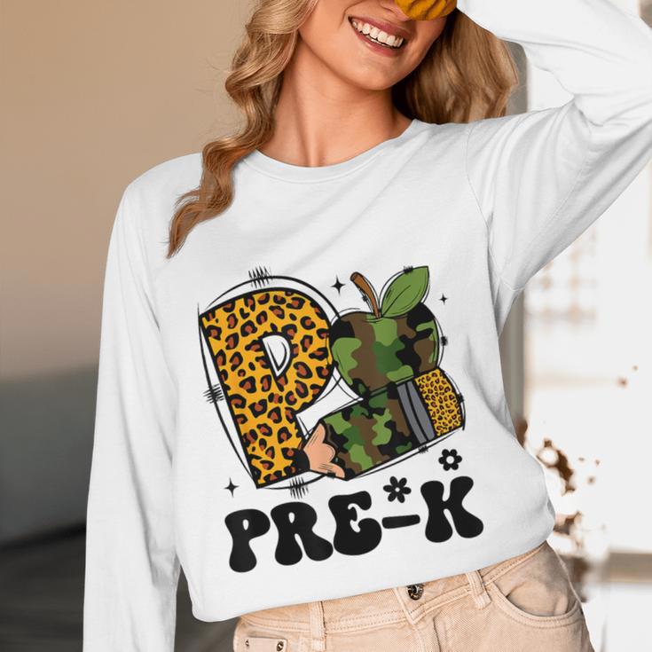 Cute Camo Pre K Back To School Teacher Kid Preschool Women Long Sleeve T-Shirt, novelty gifts, funny gifts Cute Camo Pre K Back To School Teacher Kid Preschool Women Long Sleeve T-Shirt, novelty gifts, funny gifts