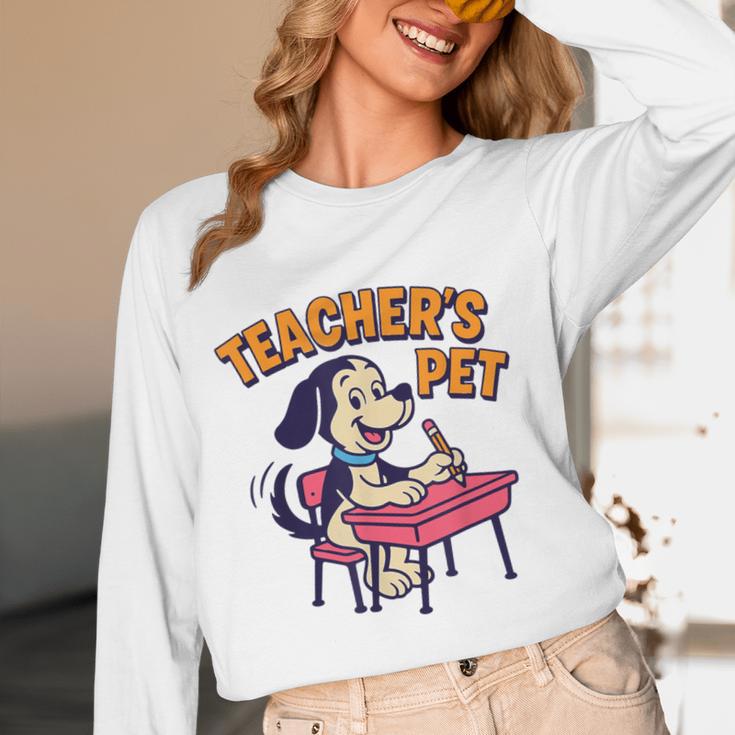 Cute Elementary School Student Dog Teacher's Pet Women Long Sleeve T-Shirt, novelty gifts, funny gifts