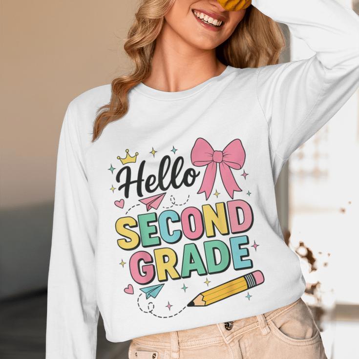 Cute Hello Second Grade Back To School Coquette Teacher Girl Women Long Sleeve T-Shirt, novelty gifts, funny gifts Cute Hello Second Grade Back To School Coquette Teacher Girl Women Long Sleeve T-Shirt, novelty gifts, funny gifts