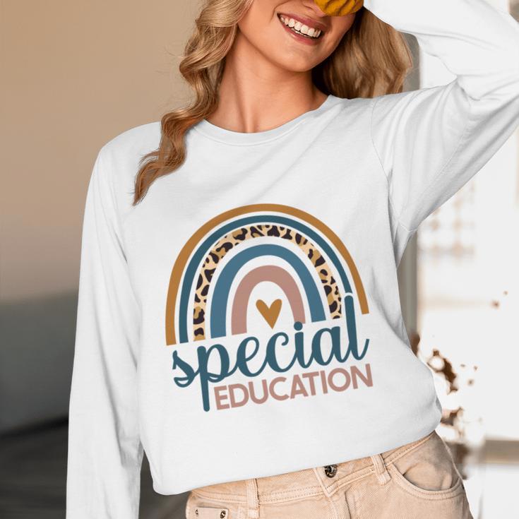 Cute Special Education Leopard Print SPED Teacher Idea Women Long Sleeve T-Shirt, novelty gifts, funny gifts