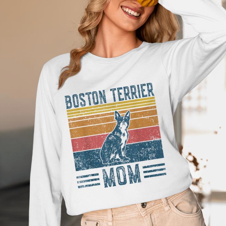 Dog Boston Terrier Mom Vintage Boston Terrier Mom Women Long Sleeve T-Shirt, novelty gifts, funny gifts