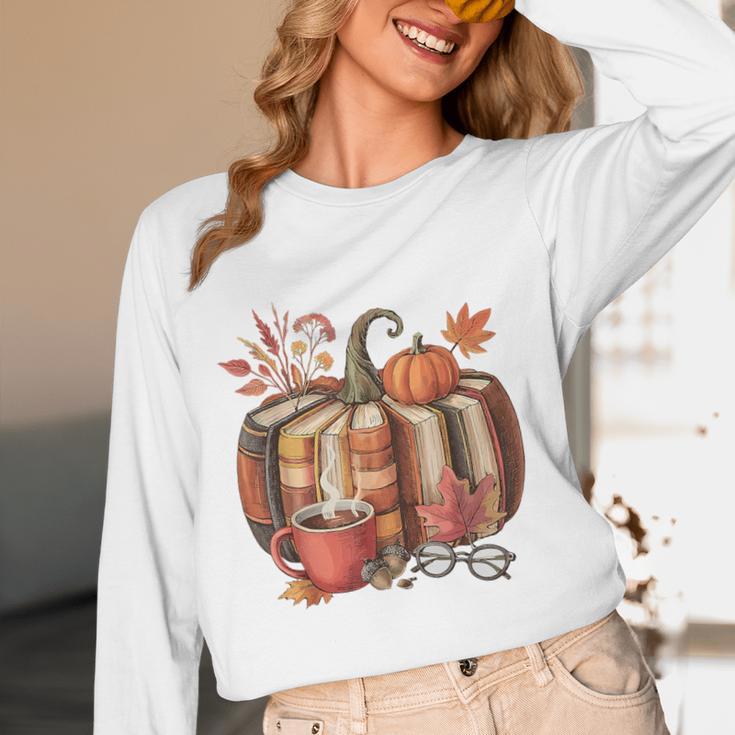 Fall Book Pumpkin Retro Reading Halloween Teacher Women Long Sleeve T-Shirt, novelty gifts, funny gifts Fall Book Pumpkin Retro Reading Halloween Teacher Women Long Sleeve T-Shirt, novelty gifts, funny gifts