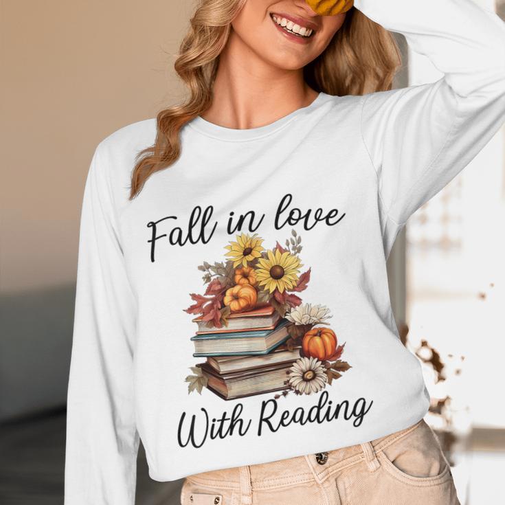 Fall In Love With Reading Book Autumn Teachers Pumpkins Women Long Sleeve T-Shirt, novelty gifts, funny gifts Fall In Love With Reading Book Autumn Teachers Pumpkins Women Long Sleeve T-Shirt, novelty gifts, funny gifts