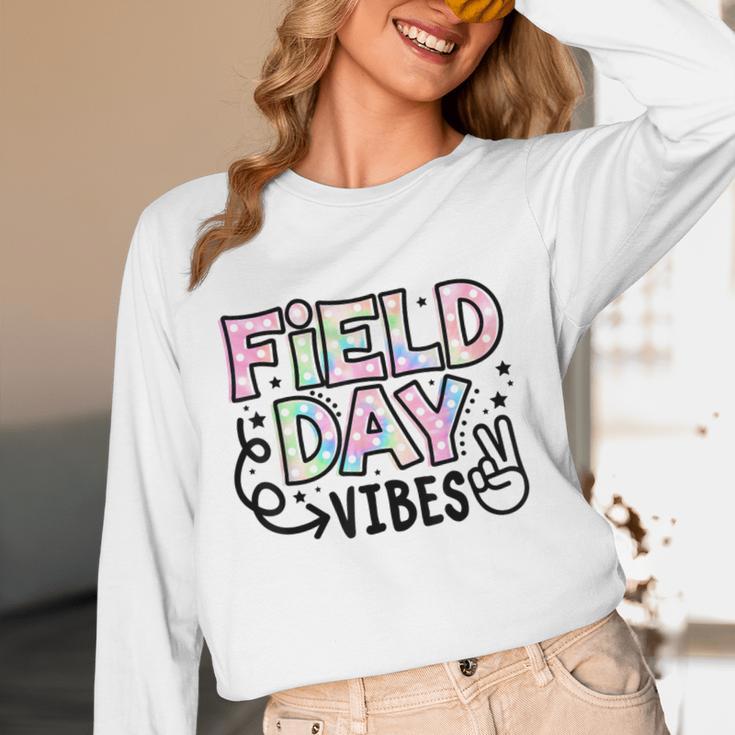 Field Day Vibes For Teacher Kids Happy Field Day 2025 Women Long Sleeve T-Shirt, novelty gifts, funny gifts Field Day Vibes For Teacher Kids Happy Field Day 2025 Women Long Sleeve T-Shirt, novelty gifts, funny gifts