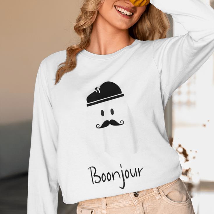 French Teacher Halloween Bonjour Ghost Women Long Sleeve T-Shirt, novelty gifts, funny gifts