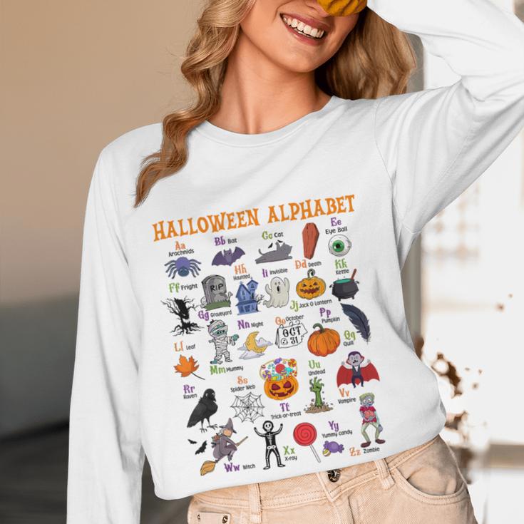 Halloween Alphabet ABCs Learning Kindergarten Teacher Women Long Sleeve T-Shirt, novelty gifts, funny gifts Halloween Alphabet ABCs Learning Kindergarten Teacher Women Long Sleeve T-Shirt, novelty gifts, funny gifts