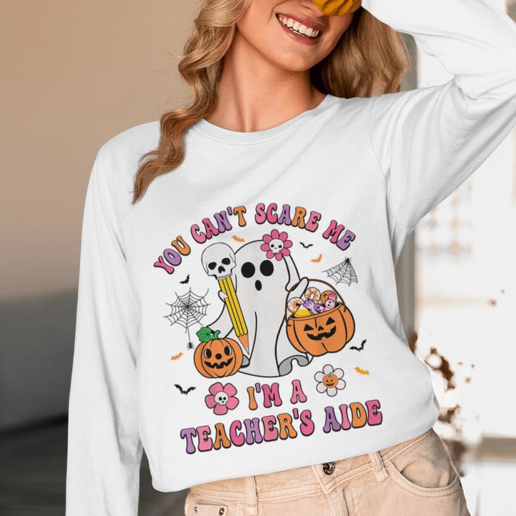 Halloween You Can't Scare Me I'm A School Teacher's Aide Women Long Sleeve T-Shirt, novelty gifts, funny gifts Halloween You Can't Scare Me I'm A School Teacher's Aide Women Long Sleeve T-Shirt, novelty gifts, funny gifts