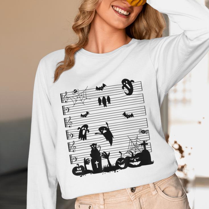 Halloween Music Note Clefs Spooky Ghost For Music Teacher Women Long Sleeve T-Shirt, novelty gifts, funny gifts Halloween Music Note Clefs Spooky Ghost For Music Teacher Women Long Sleeve T-Shirt, novelty gifts, funny gifts