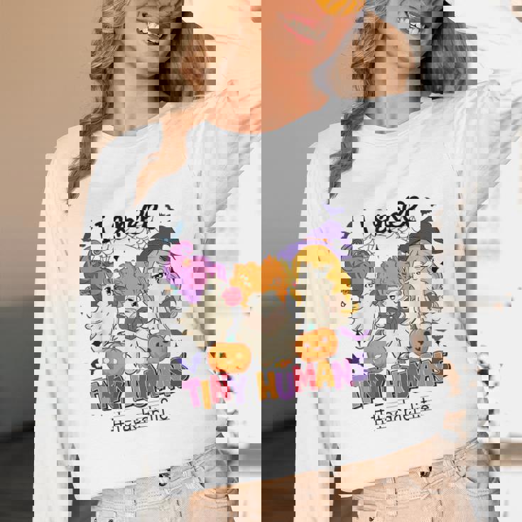 Halloween Teacher Smell a Tiny Human Ghost Spooky Season Women Long Sleeve T-Shirt, novelty gifts, funny gifts