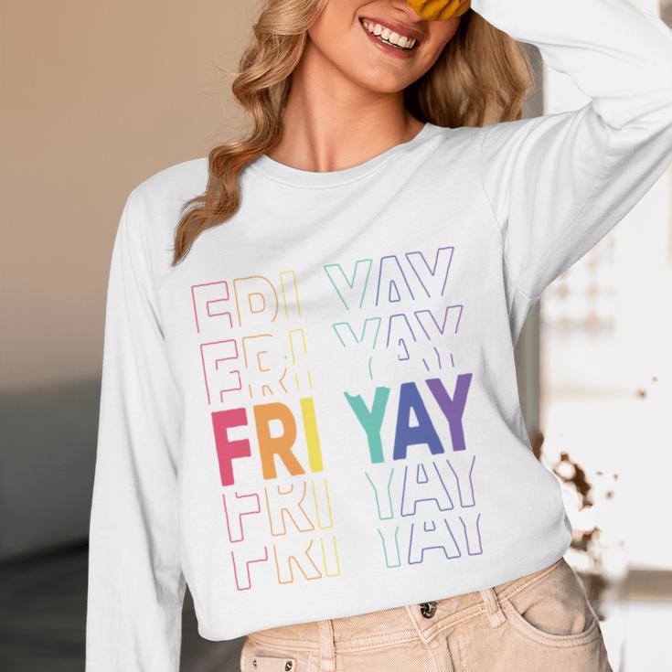 Happy Fri Yay Teacher Friday Saying Women Long Sleeve T-Shirt, novelty gifts, funny gifts Happy Fri Yay Teacher Friday Saying Women Long Sleeve T-Shirt, novelty gifts, funny gifts