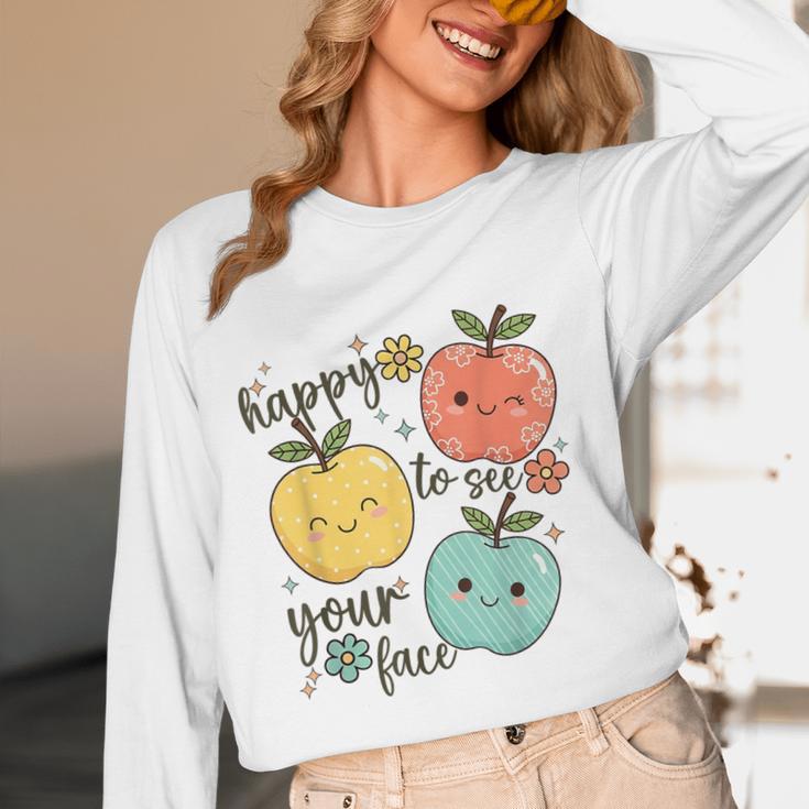 Happy To See Your Face Teacher Apple Women Long Sleeve T-Shirt, novelty gifts, funny gifts Happy To See Your Face Teacher Apple Women Long Sleeve T-Shirt, novelty gifts, funny gifts
