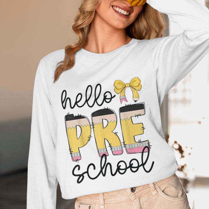 Hello Pre-K Preschool Back To School First Day Teacher Kids Women Long Sleeve T-Shirt, novelty gifts, funny gifts