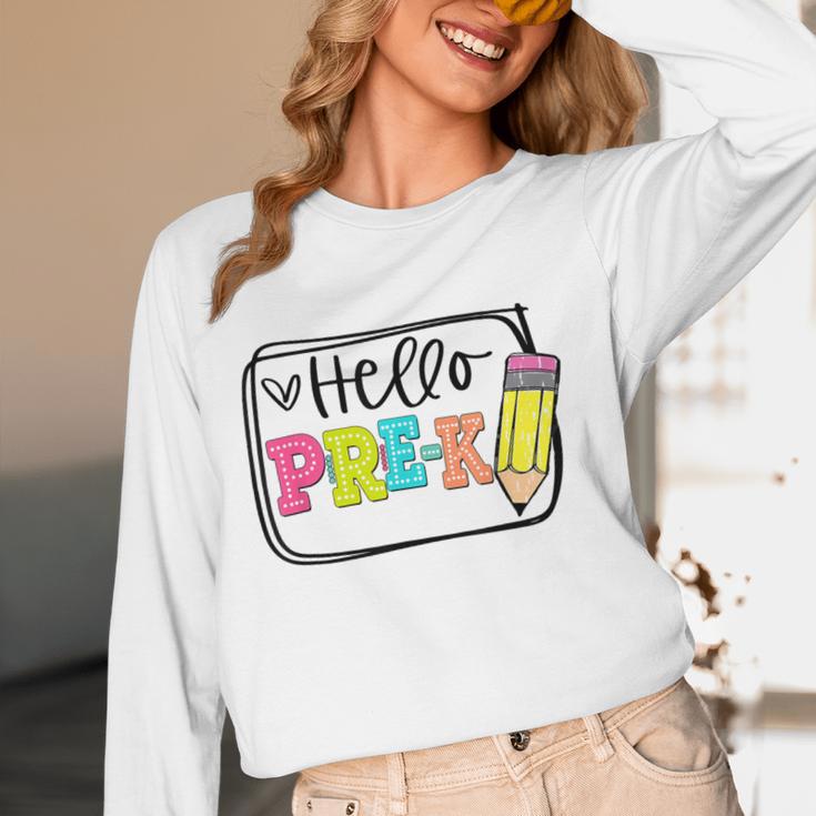 Hello Pre-K Team Preschool Teacher Kids Back To School Women Long Sleeve T-Shirt, novelty gifts, funny gifts Hello Pre-K Team Preschool Teacher Kids Back To School Women Long Sleeve T-Shirt, novelty gifts, funny gifts