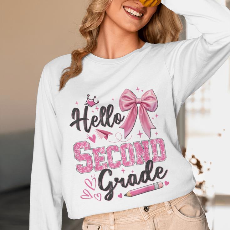 Hello Second Grade First Day Of School Coquette Teacher Girl Women Long Sleeve T-Shirt, novelty gifts, funny gifts Hello Second Grade First Day Of School Coquette Teacher Girl Women Long Sleeve T-Shirt, novelty gifts, funny gifts