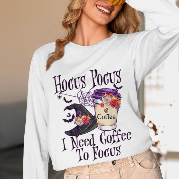 Hocus Pocus I Need Coffee To Focus Halloween Teacher Women Long Sleeve T-Shirt, novelty gifts, funny gifts Hocus Pocus I Need Coffee To Focus Halloween Teacher Women Long Sleeve T-Shirt, novelty gifts, funny gifts