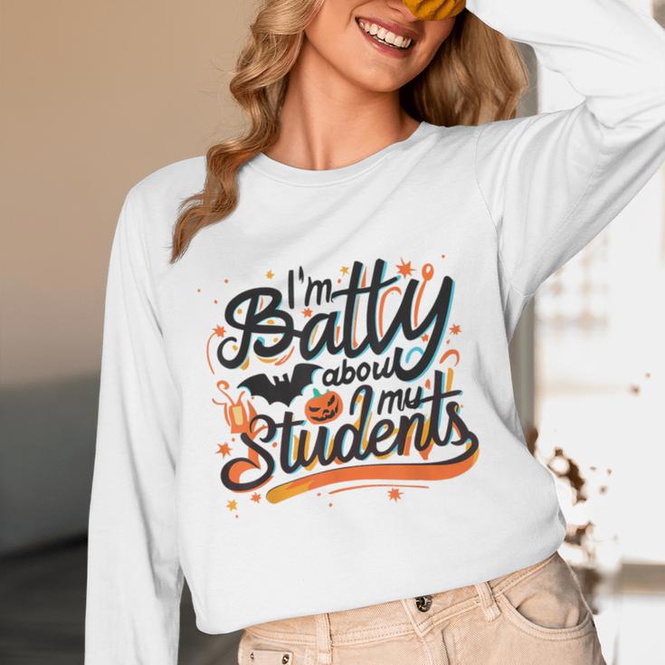 I'm Batty About My Students Watercolor Bat Teacher Halloween Women Long Sleeve T-Shirt, novelty gifts, funny gifts I'm Batty About My Students Watercolor Bat Teacher Halloween Women Long Sleeve T-Shirt, novelty gifts, funny gifts