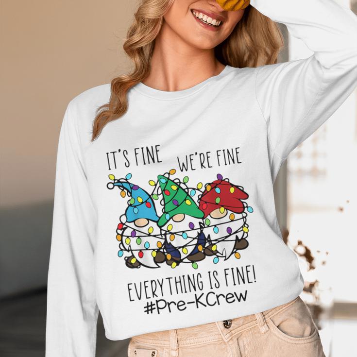 It's Fine We'Re Fine Gnome Pre-K Teacher Christmas Light For Men Women Women Long Sleeve T-Shirt, novelty gifts, funny gifts It's Fine We'Re Fine Gnome Pre-K Teacher Christmas Light For Men Women Women Long Sleeve T-Shirt, novelty gifts, funny gifts