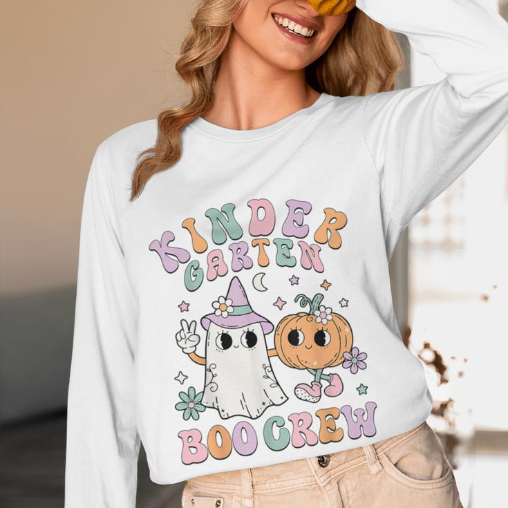 Kindergarten Boo Crew Halloween Floral Ghost Kinder Teacher Women Long Sleeve T-Shirt, novelty gifts, funny gifts Kindergarten Boo Crew Halloween Floral Ghost Kinder Teacher Women Long Sleeve T-Shirt, novelty gifts, funny gifts