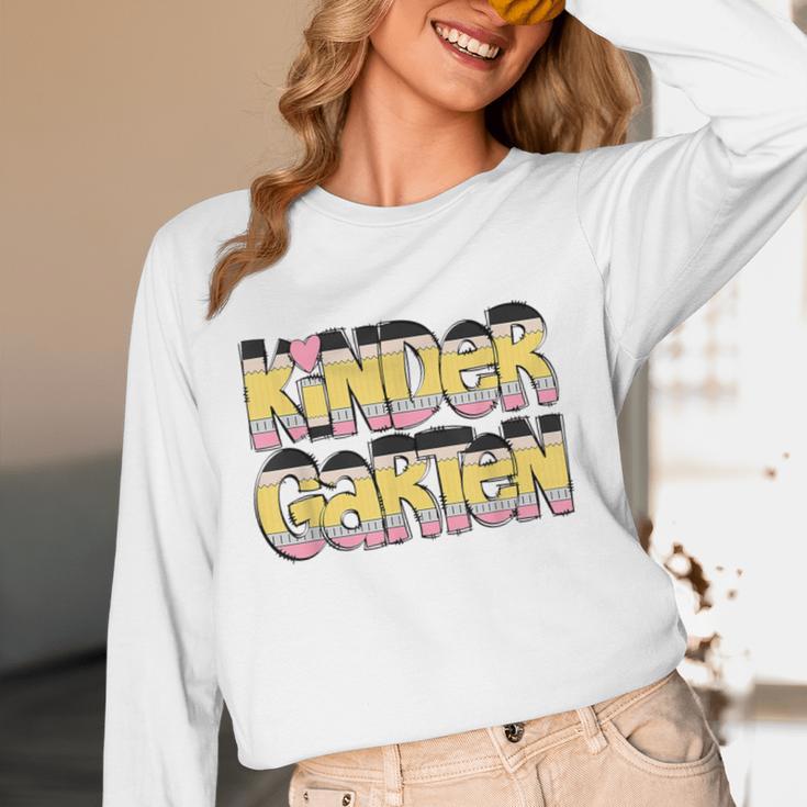 Kindergarten Pencil First Day Of School Teacher Toddler Kids Women Long Sleeve T-Shirt, novelty gifts, funny gifts