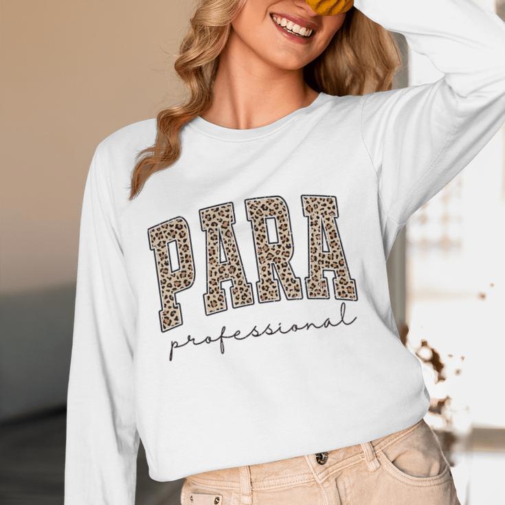 Leopard Paraprofessional Back To School Para Squad Teacher Women Long Sleeve T-Shirt, novelty gifts, funny gifts