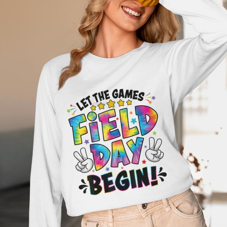 Let The Games Field Day Begin Tie Dye Adults Teacher Kids Women Long Sleeve T-Shirt, novelty gifts, funny gifts