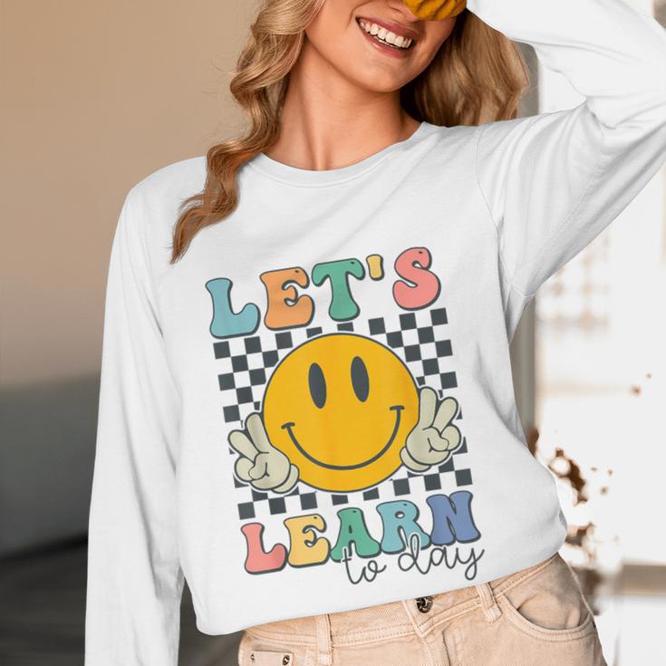 Let's Learn Today Smile Face Back To School For Teacher Kids Women Long Sleeve T-Shirt, novelty gifts, funny gifts