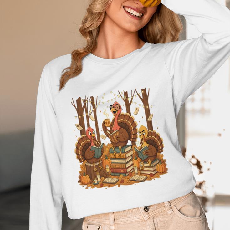 Librarian Turkey Reading Book Fall Thanksgiving Teacher Book Women Long Sleeve T-Shirt, novelty gifts, funny gifts Librarian Turkey Reading Book Fall Thanksgiving Teacher Book Women Long Sleeve T-Shirt, novelty gifts, funny gifts