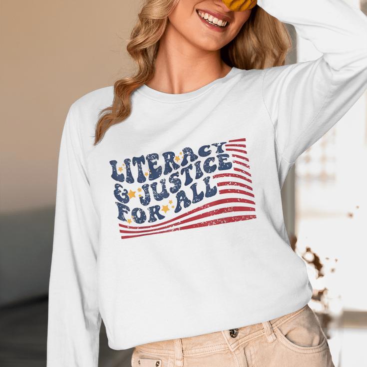 Literacy Justice For All Teacher Women Long Sleeve T-Shirt, novelty gifts, funny gifts Literacy Justice For All Teacher Women Long Sleeve T-Shirt, novelty gifts, funny gifts