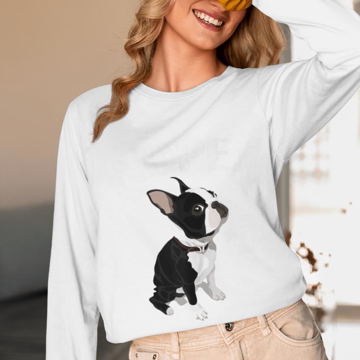 Love NOPE Boston Terrier Dog Lover Women Long Sleeve T-Shirt, novelty gifts, funny gifts