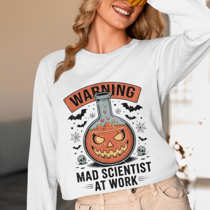 Mad Scientist Pumpkin Science Teacher Halloween Costume Kids Women Long Sleeve T-Shirt, novelty gifts, funny gifts