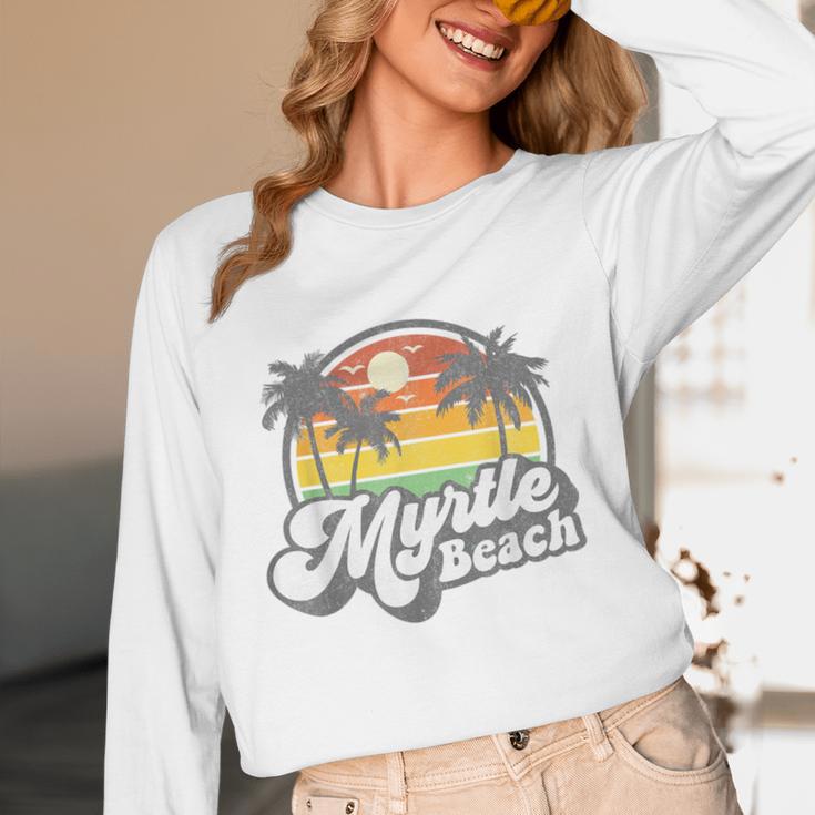 Myrtle Beach South Carolina Retro 70s Vintage Vacation Women Long Sleeve T-Shirt, novelty gifts, funny gifts