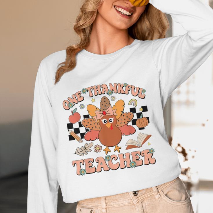 One Thankful Teacher Thanksgiving Retro Groovy Fall Teachers Women Long Sleeve T-Shirt, novelty gifts, funny gifts One Thankful Teacher Thanksgiving Retro Groovy Fall Teachers Women Long Sleeve T-Shirt, novelty gifts, funny gifts