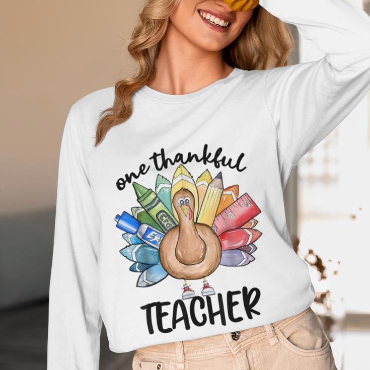 One Thankful Teacher Turkey Pencil Thanksgiving Teachers Women Long Sleeve T-Shirt, novelty gifts, funny gifts One Thankful Teacher Turkey Pencil Thanksgiving Teachers Women Long Sleeve T-Shirt, novelty gifts, funny gifts