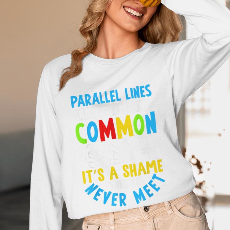 Parallel Lines Math Pun – Teacher Humor Women Long Sleeve T-Shirt, novelty gifts, funny gifts