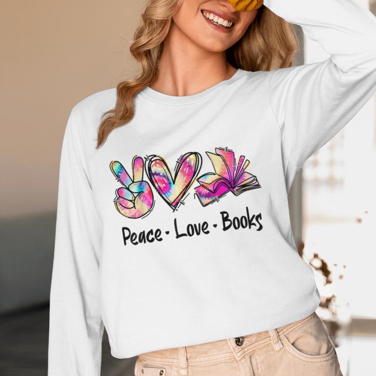 Peace Love Books Librarian Teacher Life Book Library Tie Dye Women Long Sleeve T-Shirt, novelty gifts, funny gifts Peace Love Books Librarian Teacher Life Book Library Tie Dye Women Long Sleeve T-Shirt, novelty gifts, funny gifts