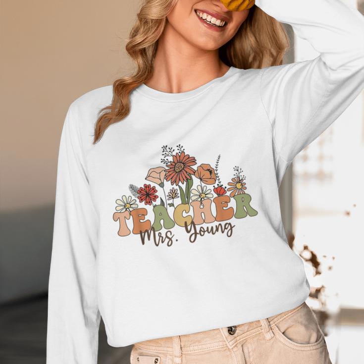 Personalized Name Teacher Mrs Young Back To School Custom Women Long Sleeve T-Shirt, novelty gifts, funny gifts Personalized Name Teacher Mrs Young Back To School Custom Women Long Sleeve T-Shirt, novelty gifts, funny gifts