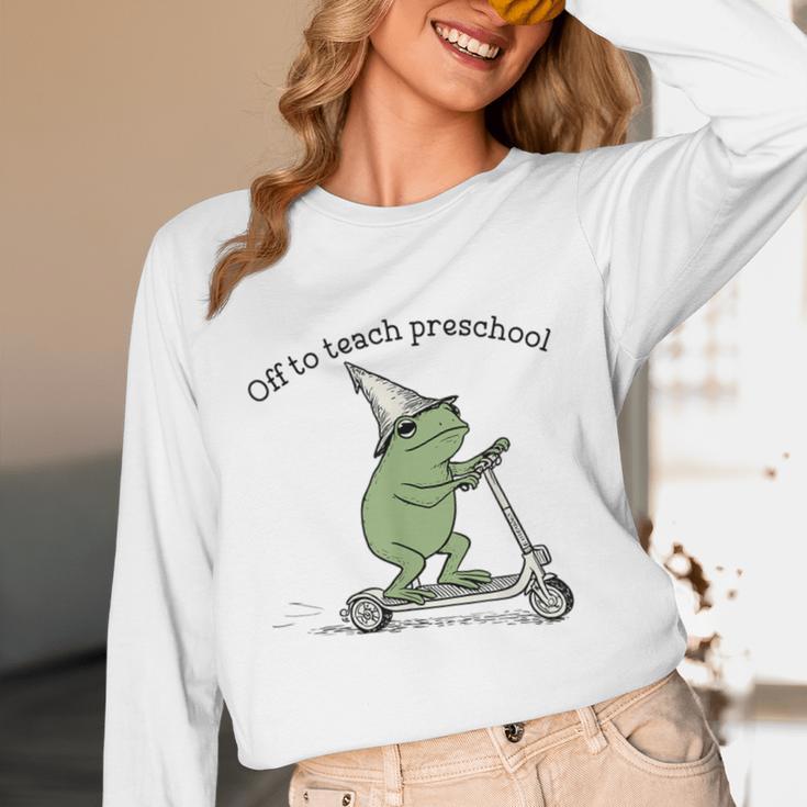 Pre K Grade Teacher Frog Back To School Preschool Women Long Sleeve T-Shirt, novelty gifts, funny gifts