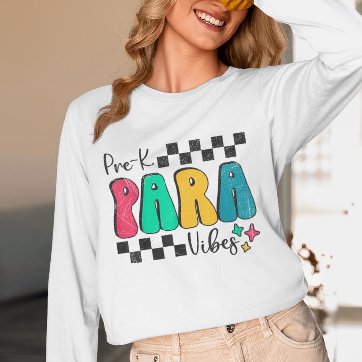 Pre-K Paraprofessional Teacher Back To School Vibes Women Long Sleeve T-Shirt, novelty gifts, funny gifts Pre-K Paraprofessional Teacher Back To School Vibes Women Long Sleeve T-Shirt, novelty gifts, funny gifts