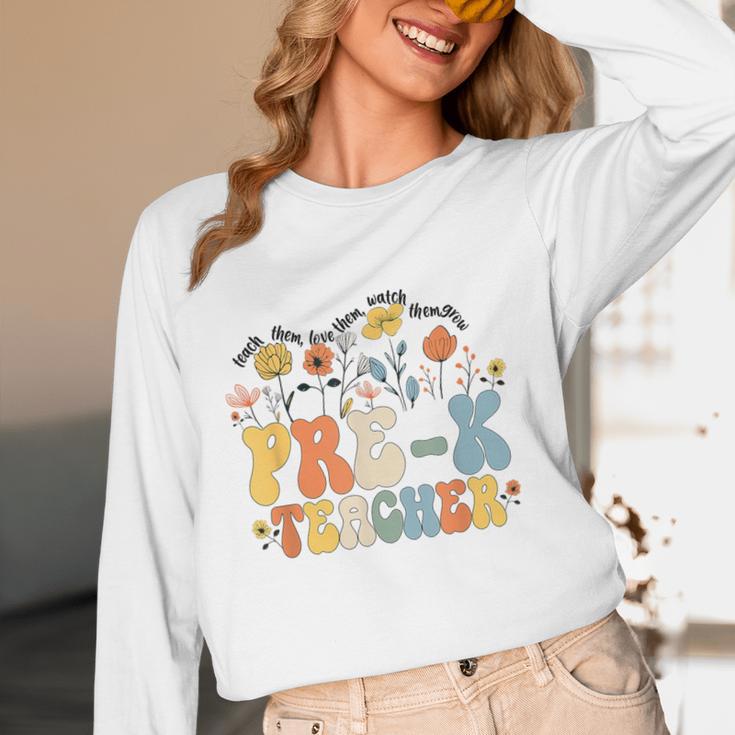 Pre-k Teacher Appreciation Teaching Wildflowers Women Long Sleeve T-Shirt, novelty gifts, funny gifts