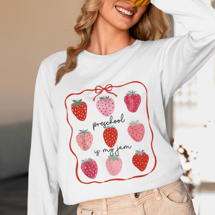 Preschool Is My Jam Strawberry Teacher First Day Of School Women Long Sleeve T-Shirt, novelty gifts, funny gifts Preschool Is My Jam Strawberry Teacher First Day Of School Women Long Sleeve T-Shirt, novelty gifts, funny gifts