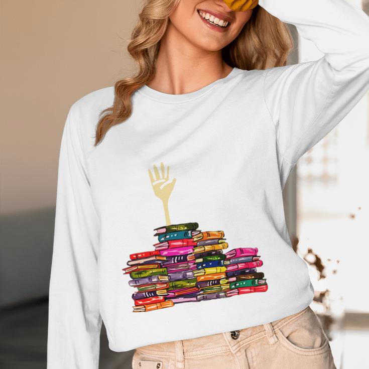 Reading Books Librarian Reader Nerd I'm Ok Teacher School Women Long Sleeve T-Shirt, novelty gifts, funny gifts