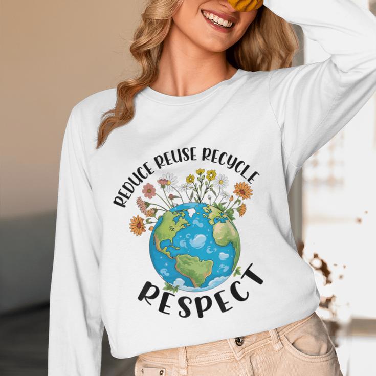 Reduce Reuse Recycle Respect Earth Day Teacher Girl Women Women Long Sleeve T-Shirt, novelty gifts, funny gifts Reduce Reuse Recycle Respect Earth Day Teacher Girl Women Women Long Sleeve T-Shirt, novelty gifts, funny gifts