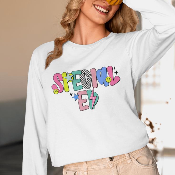 Retro Checkered Special Education Teacher Back To School Women Long Sleeve T-Shirt, novelty gifts, funny gifts Retro Checkered Special Education Teacher Back To School Women Long Sleeve T-Shirt, novelty gifts, funny gifts