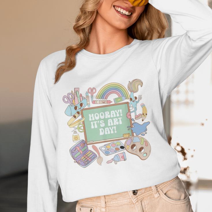 Retro Hooray It's Art Day Art Teacher Back To School Women Women Long Sleeve T-Shirt, novelty gifts, funny gifts Retro Hooray It's Art Day Art Teacher Back To School Women Women Long Sleeve T-Shirt, novelty gifts, funny gifts