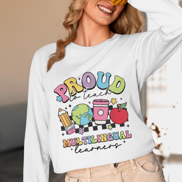 Retro Proud To Teach Multilingual Learners English Teacher Women Long Sleeve T-Shirt, novelty gifts, funny gifts Retro Proud To Teach Multilingual Learners English Teacher Women Long Sleeve T-Shirt, novelty gifts, funny gifts
