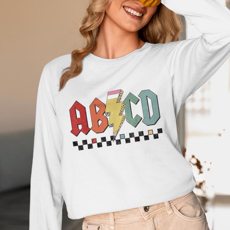 Rock Abcd Back To School Abcd Preschool Teacher Appreciation Women Long Sleeve T-Shirt, novelty gifts, funny gifts Rock Abcd Back To School Abcd Preschool Teacher Appreciation Women Long Sleeve T-Shirt, novelty gifts, funny gifts