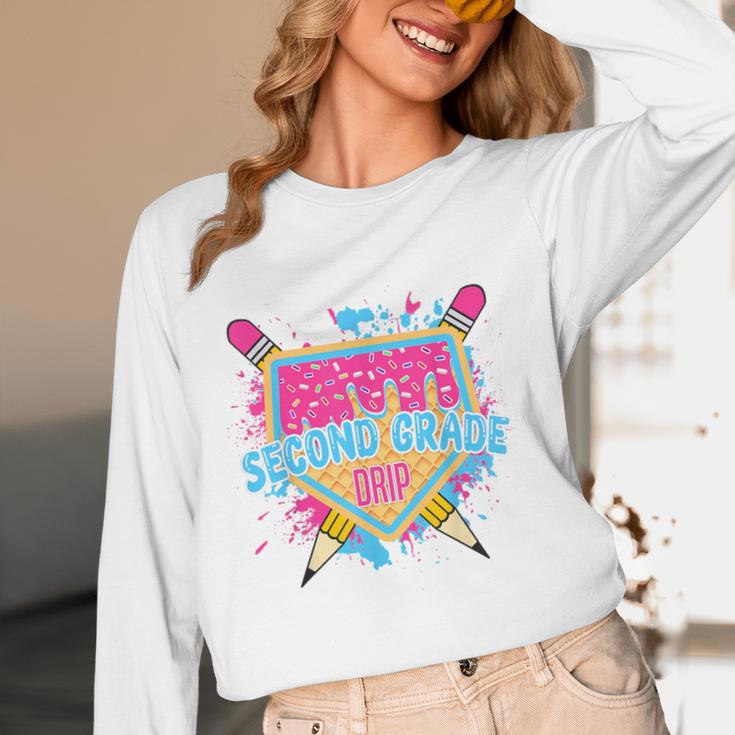 Second Grade Drip Ice Cream Home Plate Baseball Teachers Kid Women Long Sleeve T-Shirt, novelty gifts, funny gifts Second Grade Drip Ice Cream Home Plate Baseball Teachers Kid Women Long Sleeve T-Shirt, novelty gifts, funny gifts