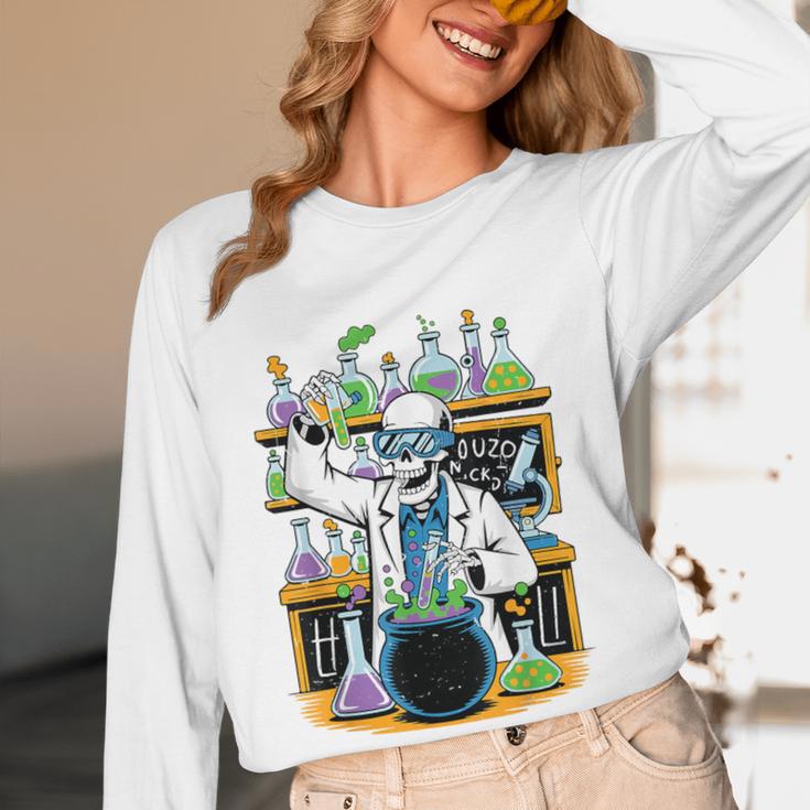 Skeleton Mad Scientist Halloween Costume Science Teacher Women Long Sleeve T-Shirt, novelty gifts, funny gifts Skeleton Mad Scientist Halloween Costume Science Teacher Women Long Sleeve T-Shirt, novelty gifts, funny gifts